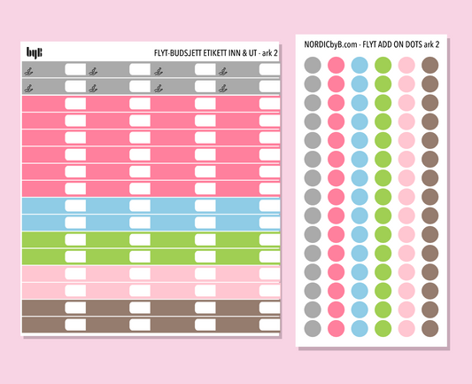 FLYT-BUDSJETT ADD ON ETIKETTER & DOTS