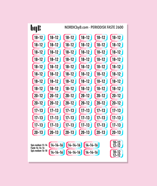 PERIODISK FASTE - etiketter med klokkeslett