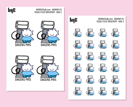 ADVENT:25 - DAG 3 - TUSSE FYLLE BENISN - 2 sticker Sheets