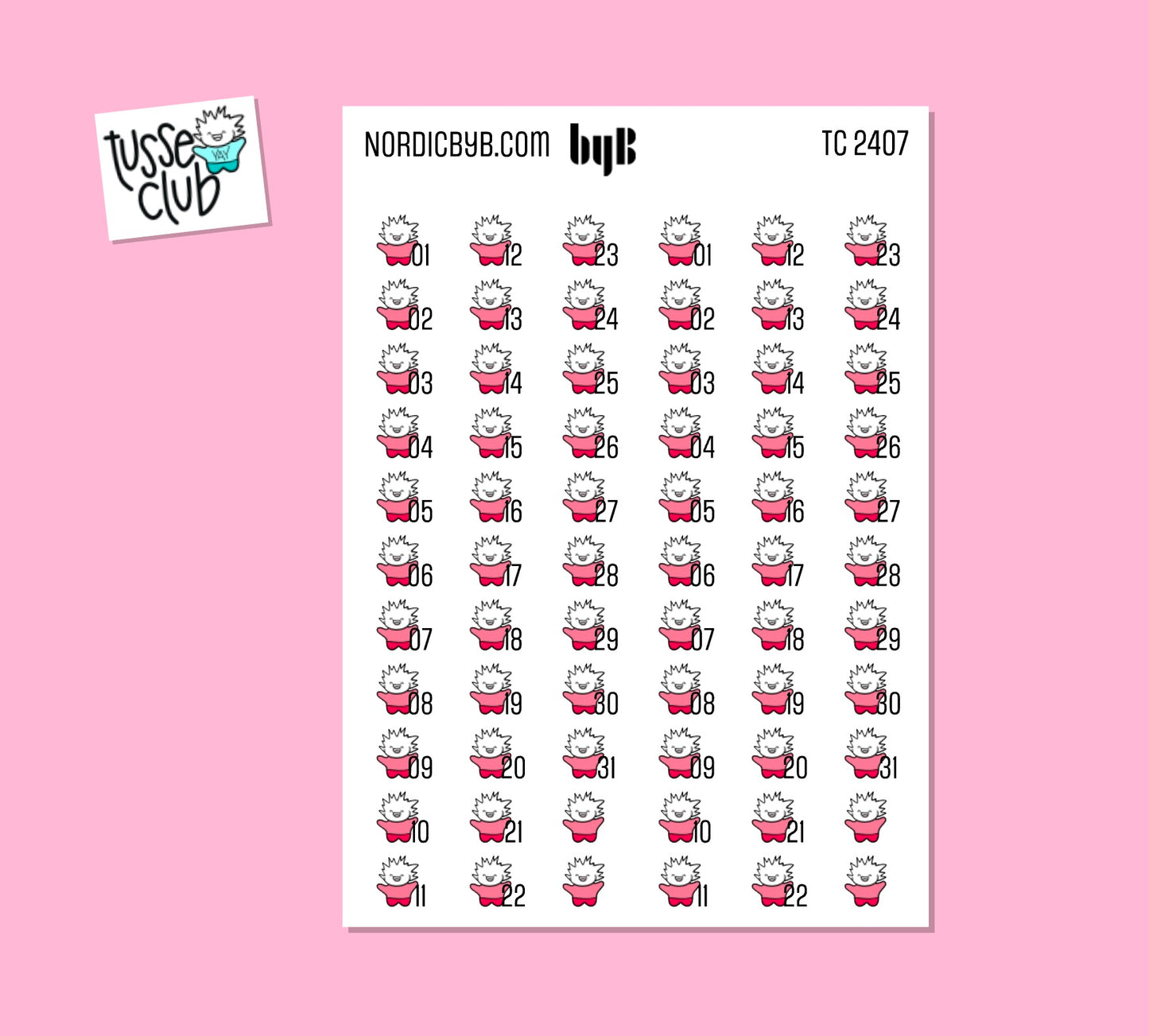 TUSSE DATE 1-31 Sticker Sheet