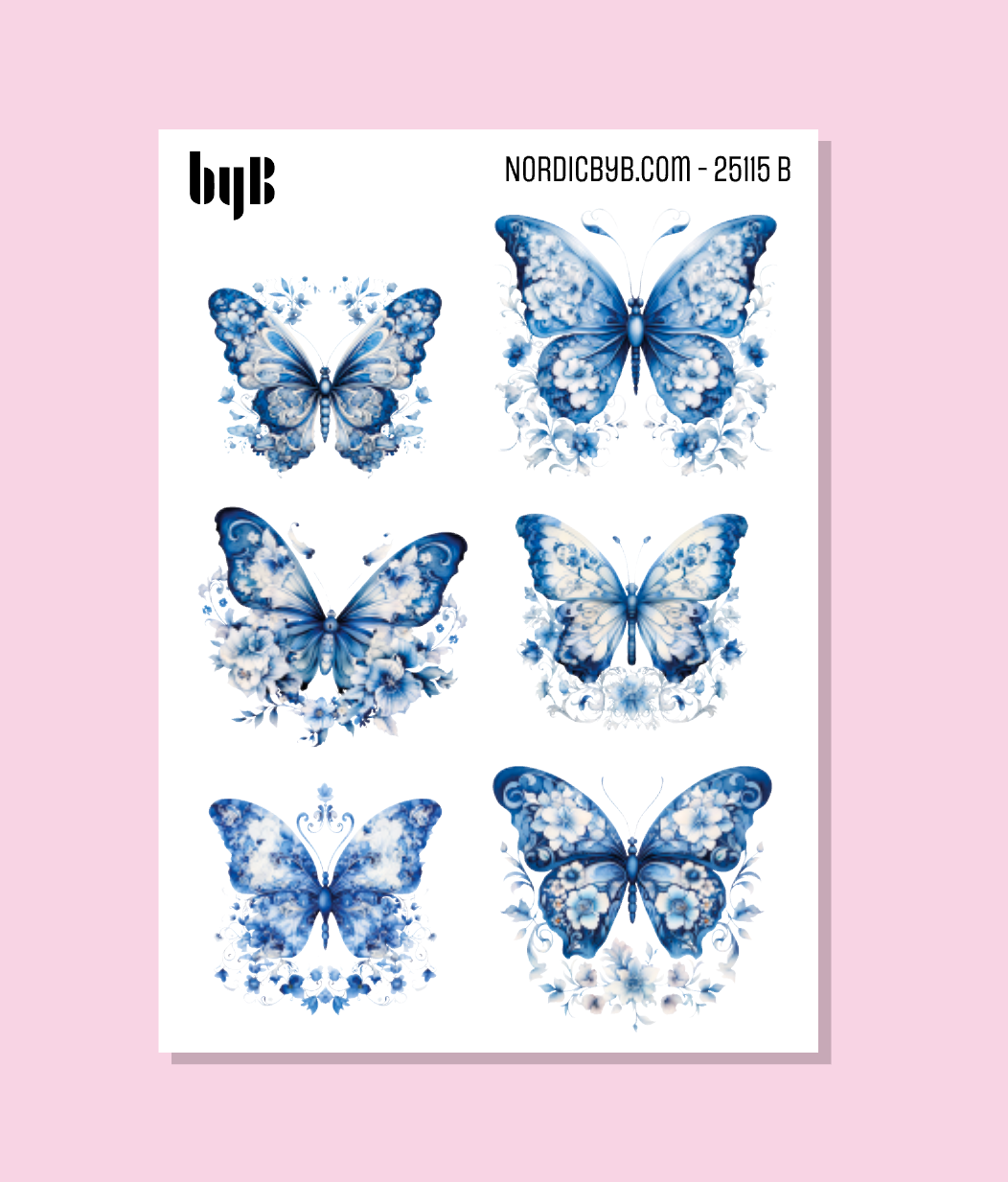 2 Blue Butterfly Sticker Sheets