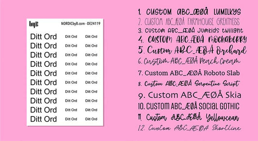 CUSTOM - DITT ORD - 12 SKRIFTTYPER