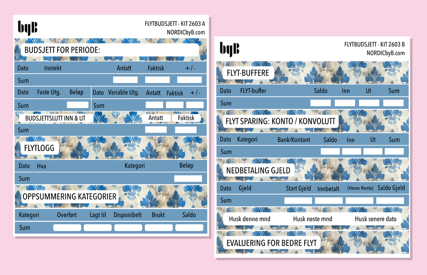 2603 FLYT-BUDSJETT for notatblokk - pakkedeal/enkeltark