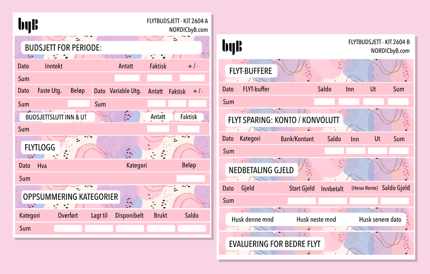 2604 FLYT-BUDSJETT for notatblokk - pakkedeal/enkeltark