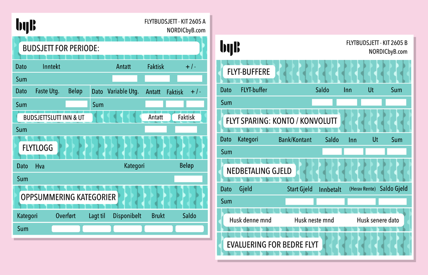 2605 FLYT-BUDSJETT for notatblokk - pakkedeal/enkeltark