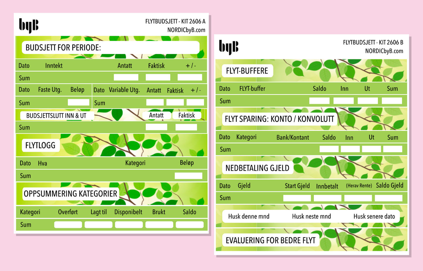 2606 FLYT-BUDSJETT for notatblokk - pakkedeal/enkeltark