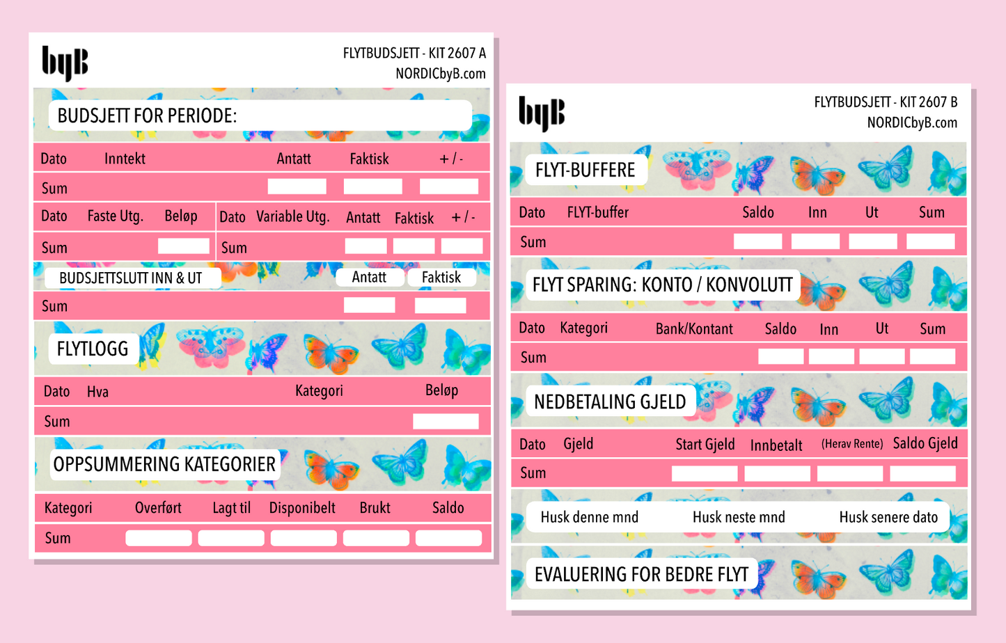 2607 FLYT-BUDSJETT for notatblokk - pakkedeal/enkeltark