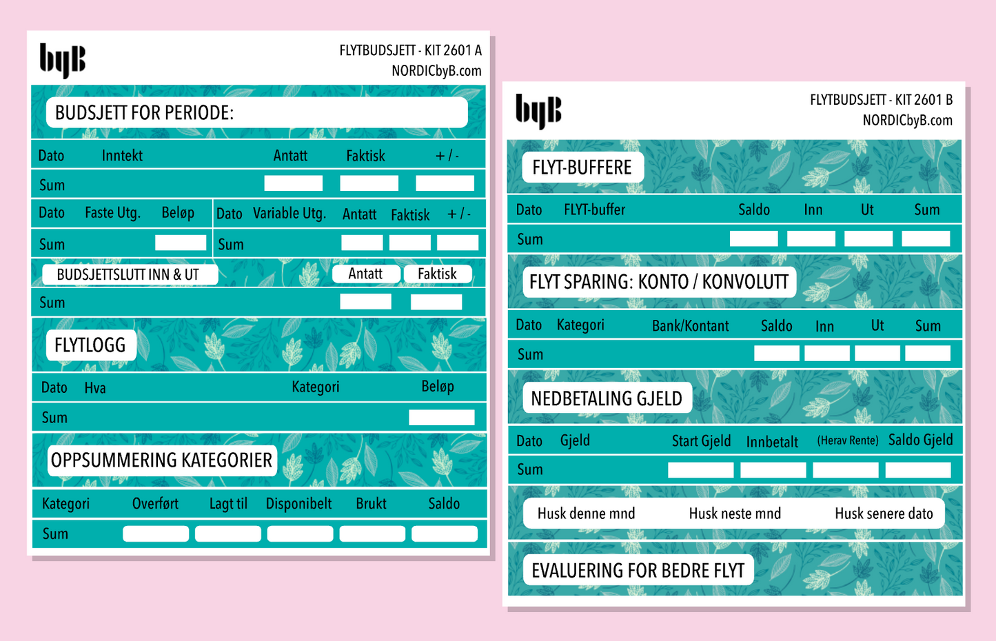 2601 FLYT-BUDSJETT for notatblokk - pakkedeal/enkeltark
