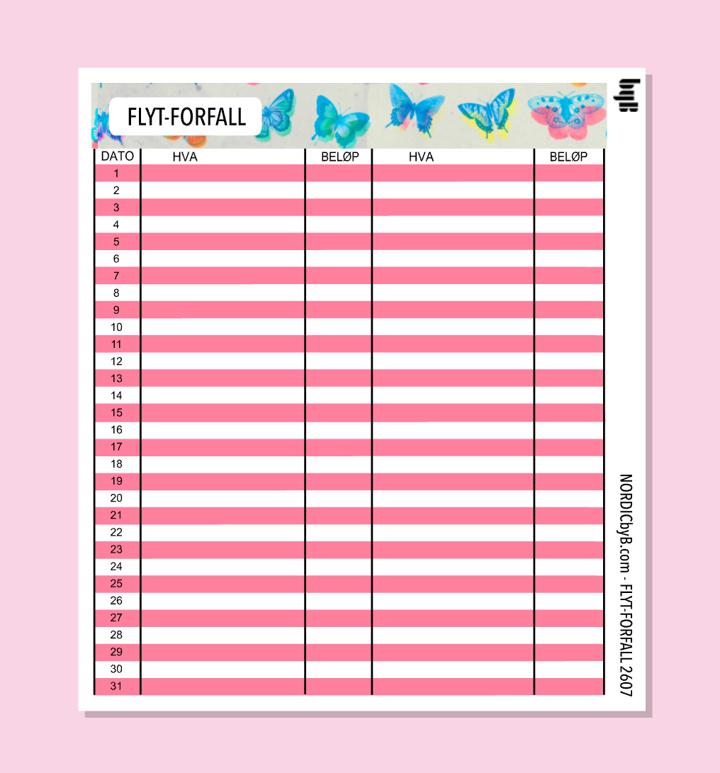 2607 FLYT-BUDSJETT for notatblokk - pakkedeal/enkeltark