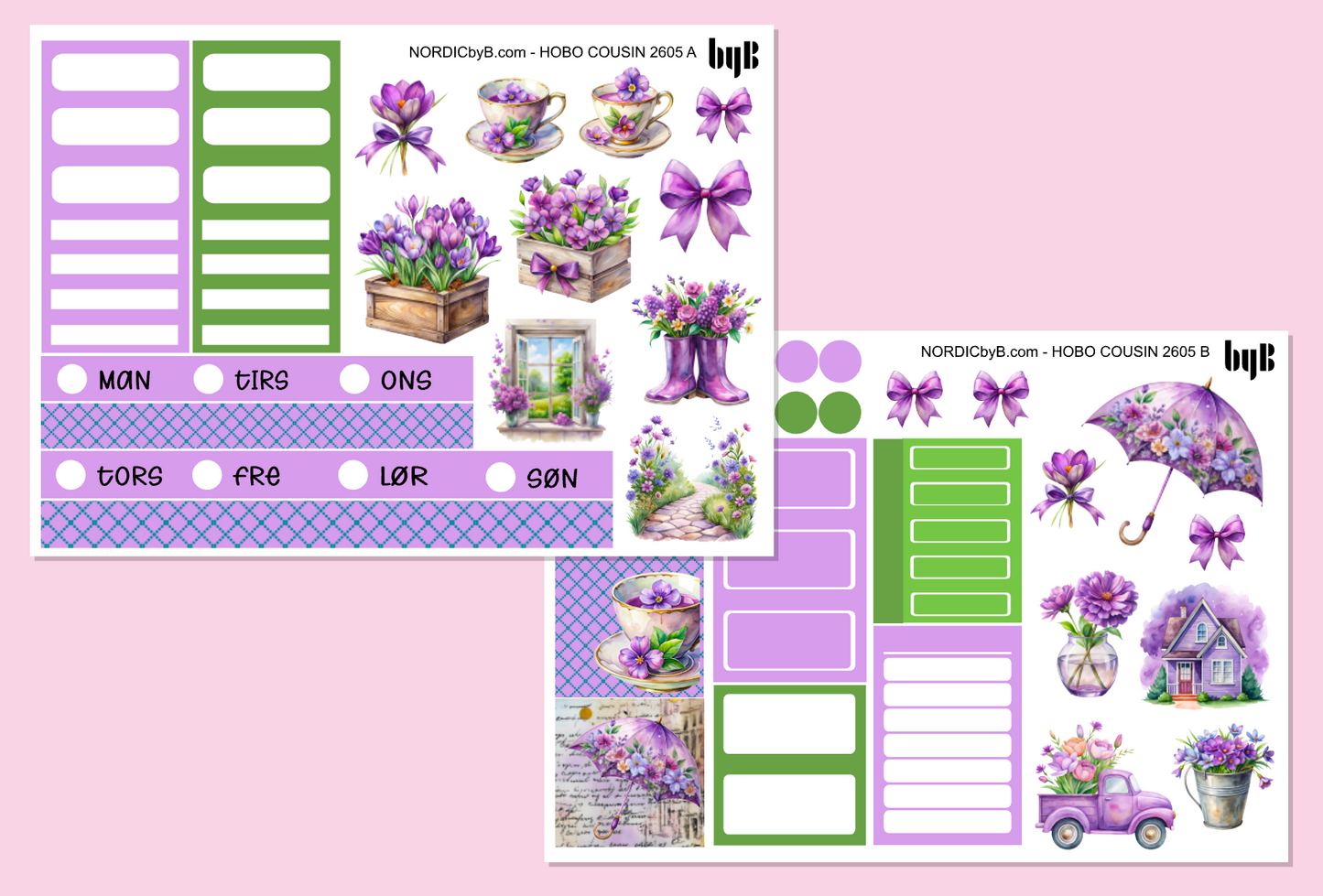 2605 Lilac Summer Vibe Hobonichi Techo Cousin Kit - 2 ark