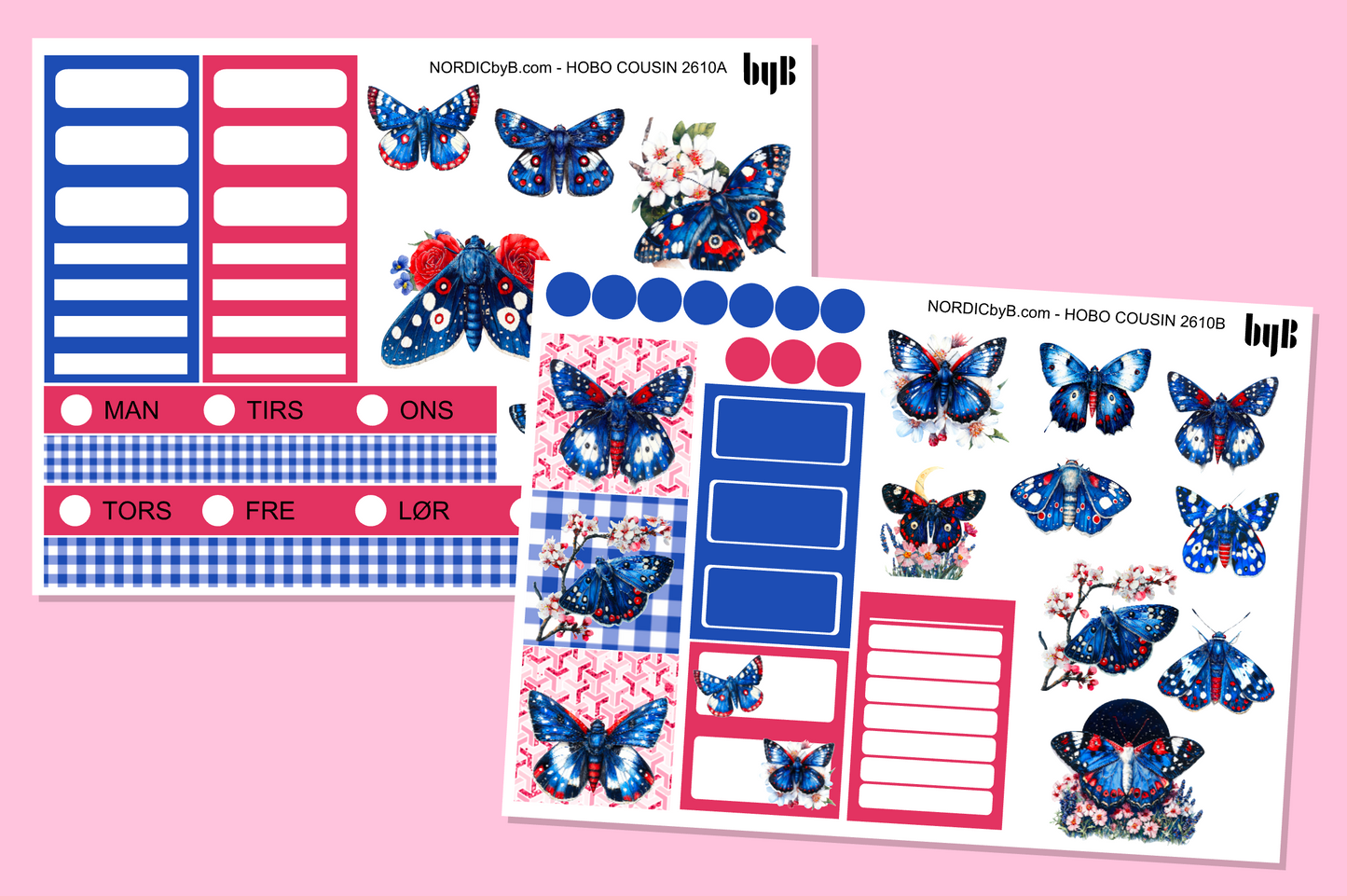 2610 BlueRed Butterflies Hobonichi Techo Cousin Kit - 2 ark