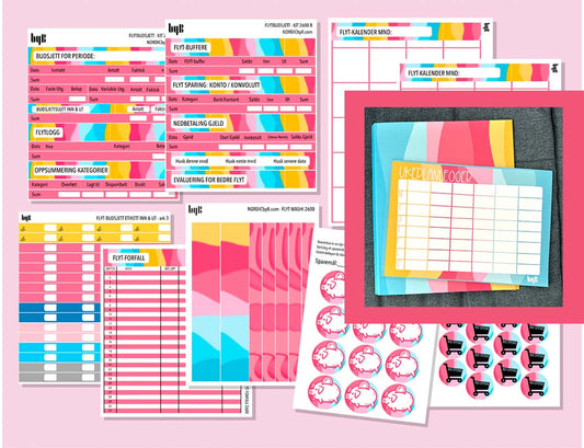 FLYT-BUDSJETT STARTPAKKE/KIT - XL med utskrift, perm og blokk