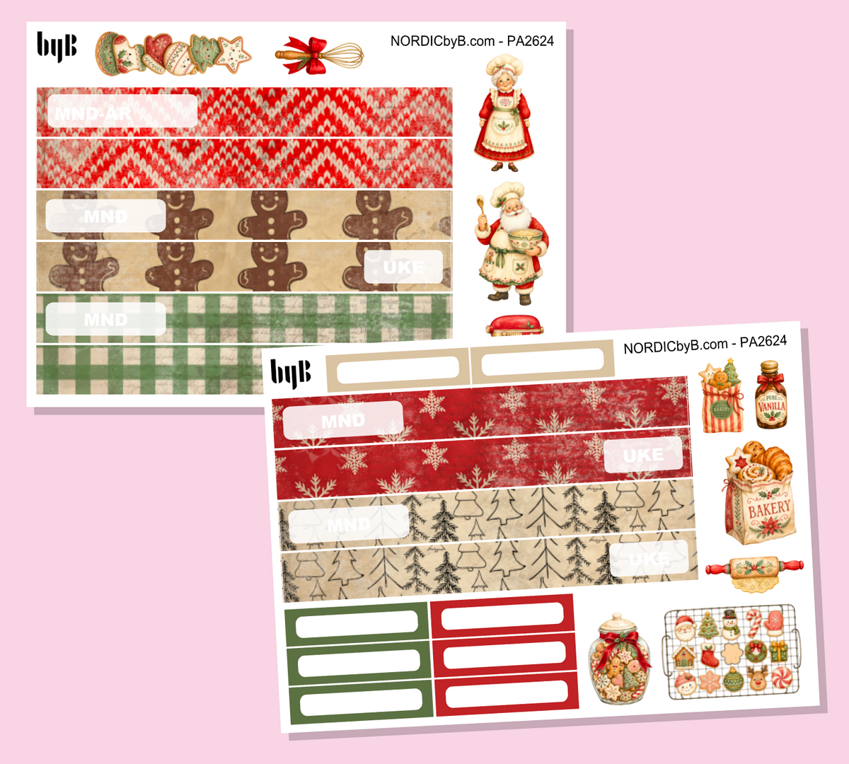 2624 - Christmas Santa Baking - Personlig Almanakk Kit 2 ark