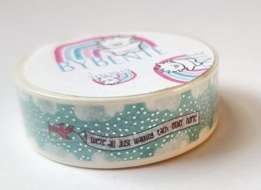 WASHI TAPE - we're all walking each... with drawing and silver foil details