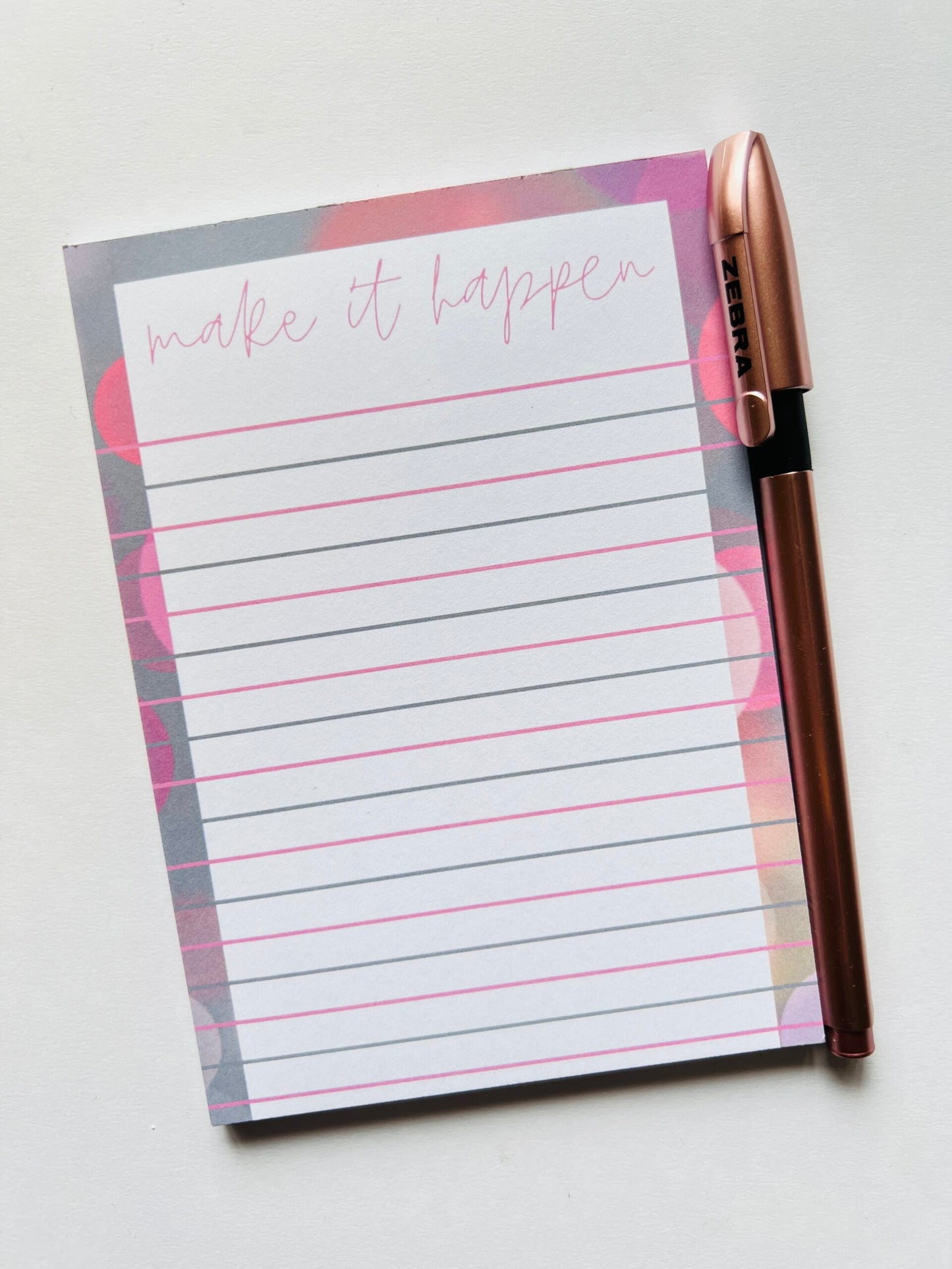 MAKE IT HAPPEN notepad A6 50 pages with Zebra gel pen