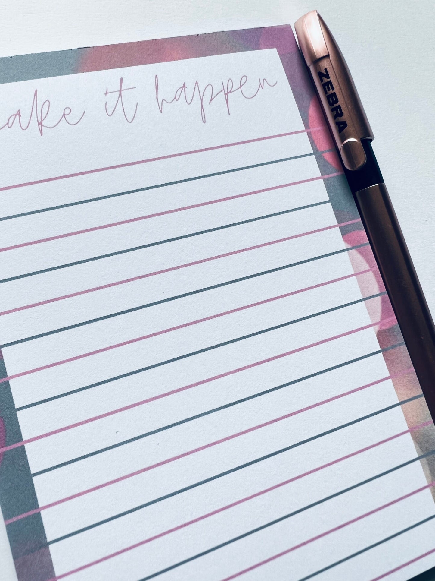 MAKE IT HAPPEN notepad A6 50 pages with Zebra gel pen