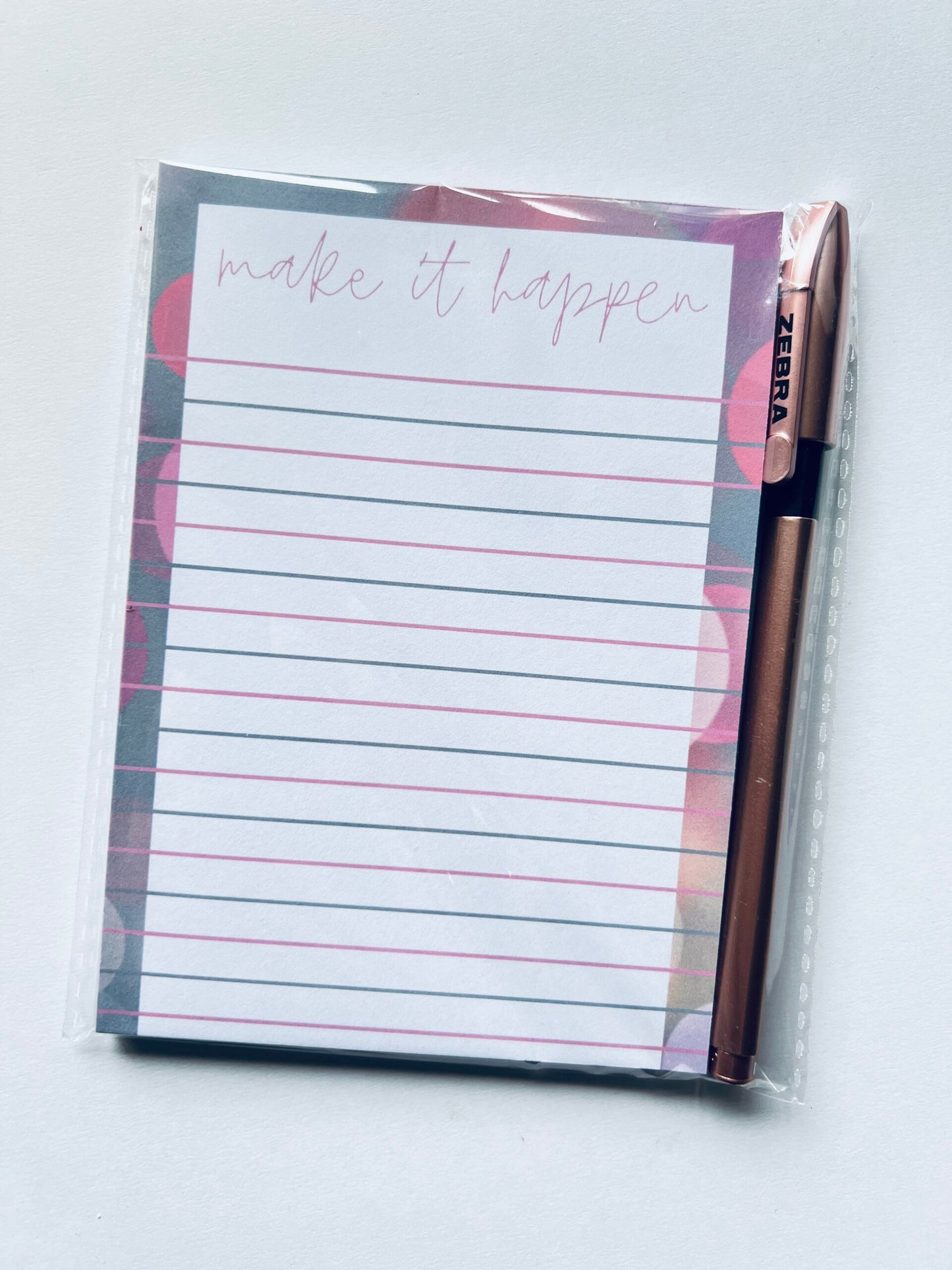 MAKE IT HAPPEN notepad A6 50 pages with Zebra gel pen