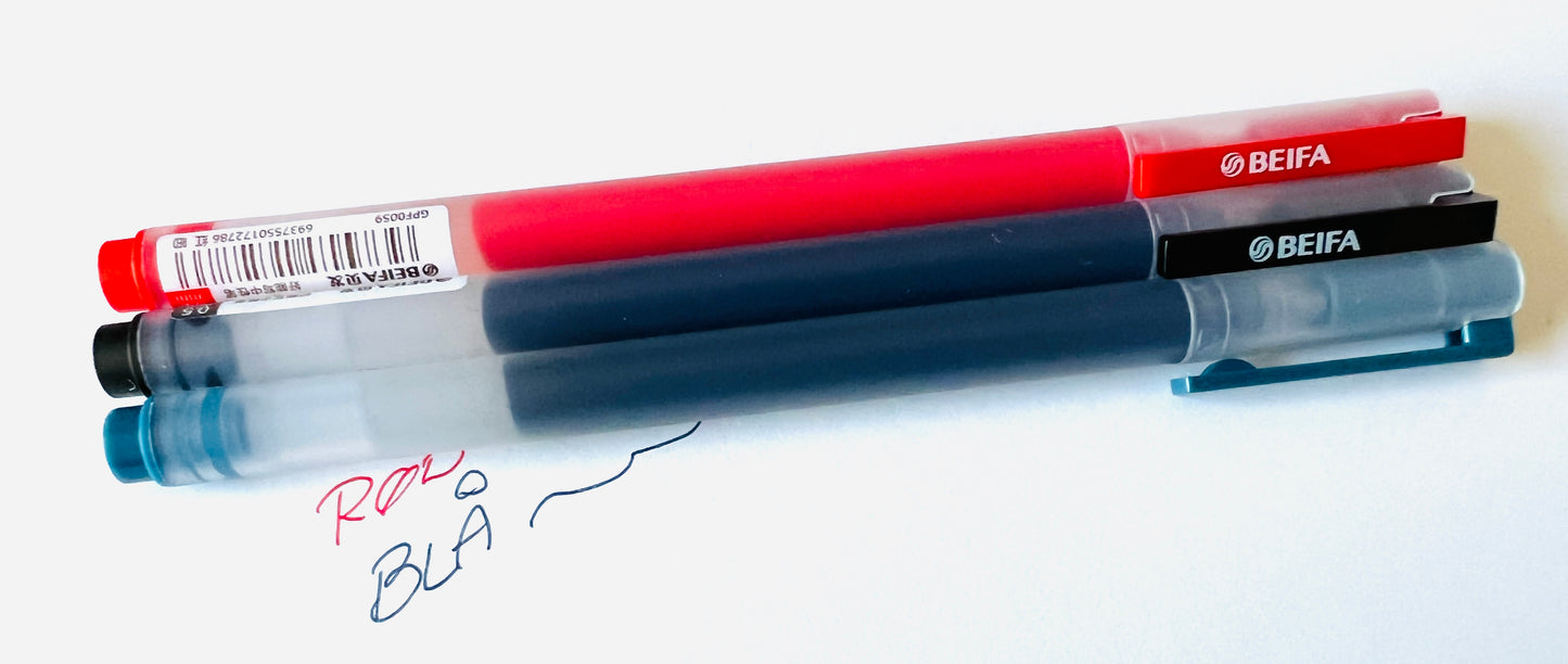 Set of 3 GEL PENS, 0.5 mm Black, Blue, Red