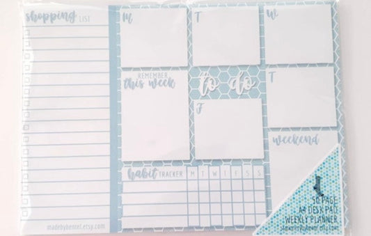 A4 Weekly Planner Pad with habit tracker and shopping list