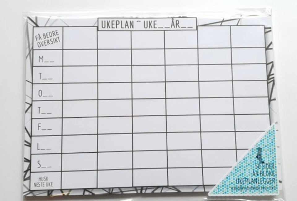 A4 UKEPLAN BLOKK 50 sheets - weekly planning pad