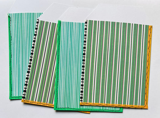 4 Pack Stitched Decor Rigid Mailers Envelopes Stripes